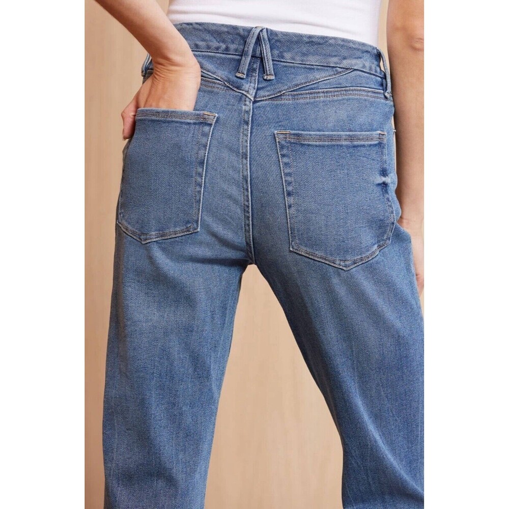 Good American GOOD LEGS STRAIGHT JEAN GSPBY941T Deco Yoke High Rise Stretch 2 26 - Picture 4 of 15